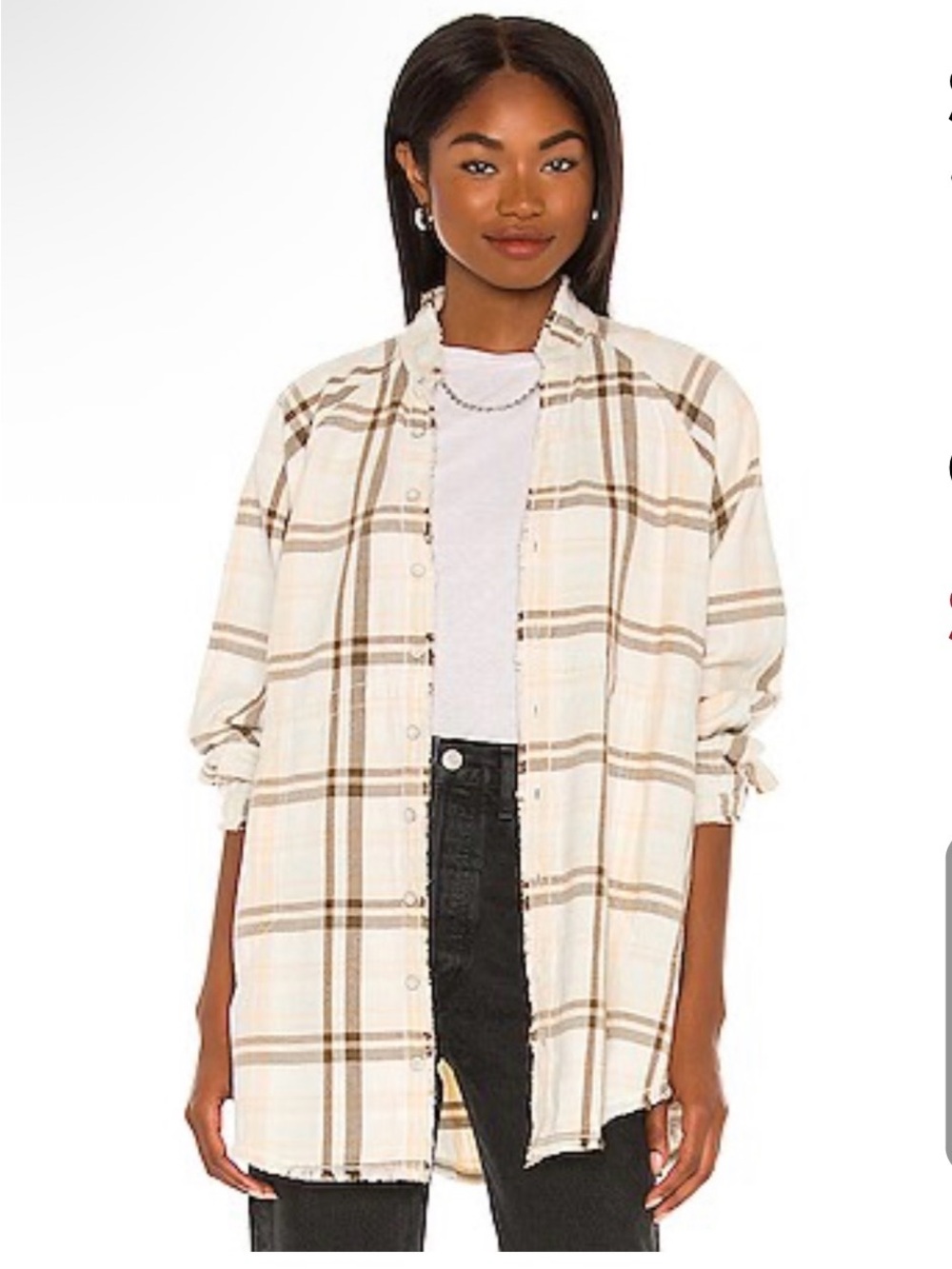 We The Free Summer Daydream Plaid Flannel Shirt in Ivory Combo